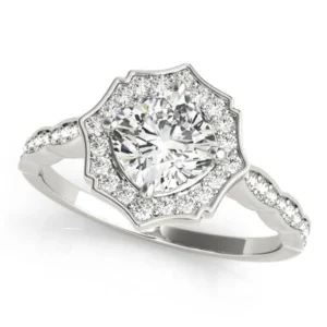 Scalloped Cushion Halo Ring