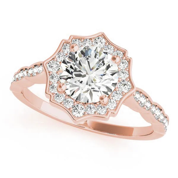 Scalloped Halo Single Row Engagement Rings - Image 11