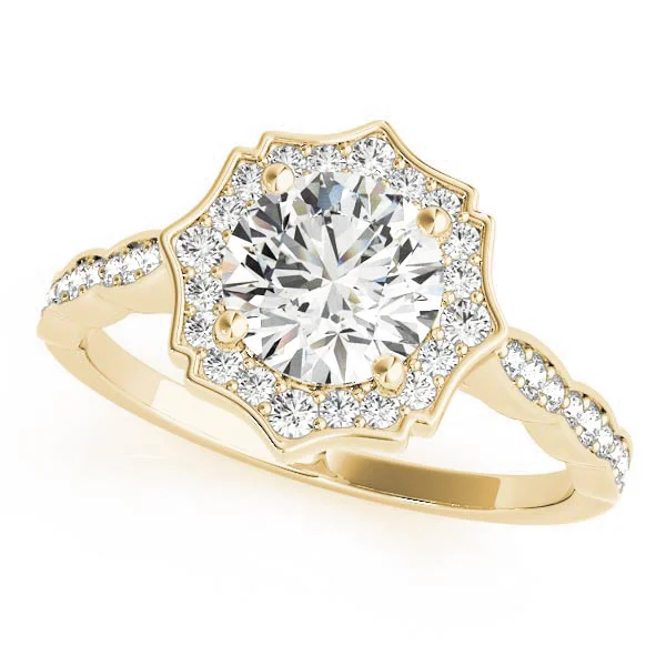 Scalloped Halo Single Row Engagement Rings - Image 6