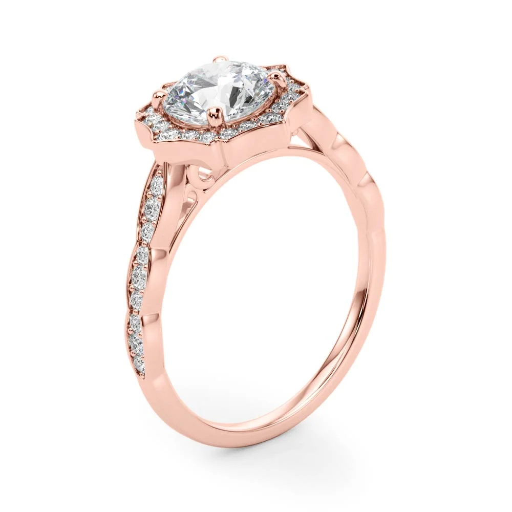 Scalloped Halo Single Row Engagement Rings - Image 14