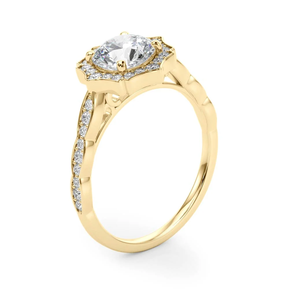 Scalloped Halo Single Row Engagement Rings - Image 9
