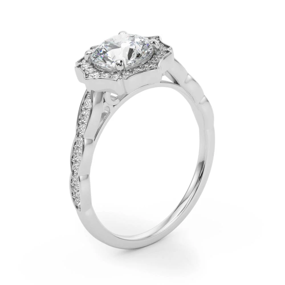 Scalloped Halo Single Row Engagement Rings - Image 4