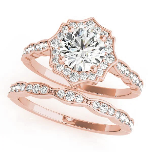 Scalloped Halo Single Row Engagement Rings - Image 13