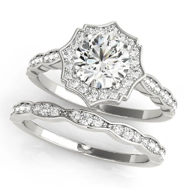 Scalloped Halo Single Row Engagement Rings - Image 3