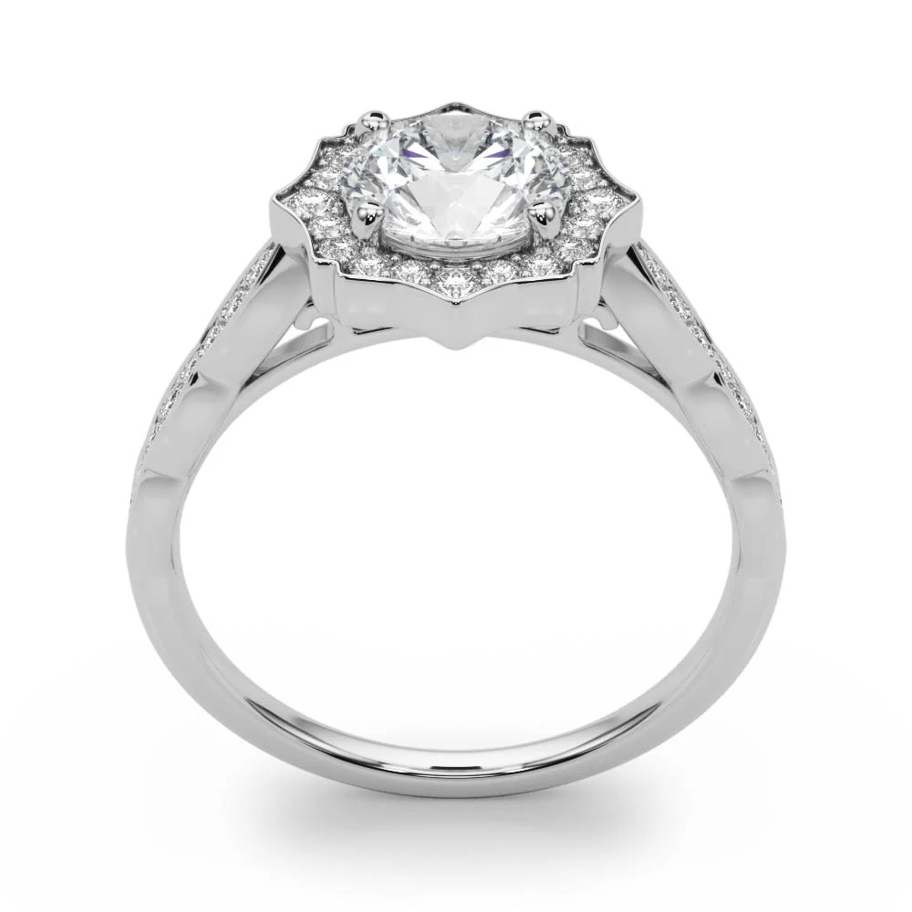 Scalloped Halo Single Row Engagement Rings - Image 5