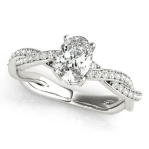 Double Row Twisted Shank Engagement Ring