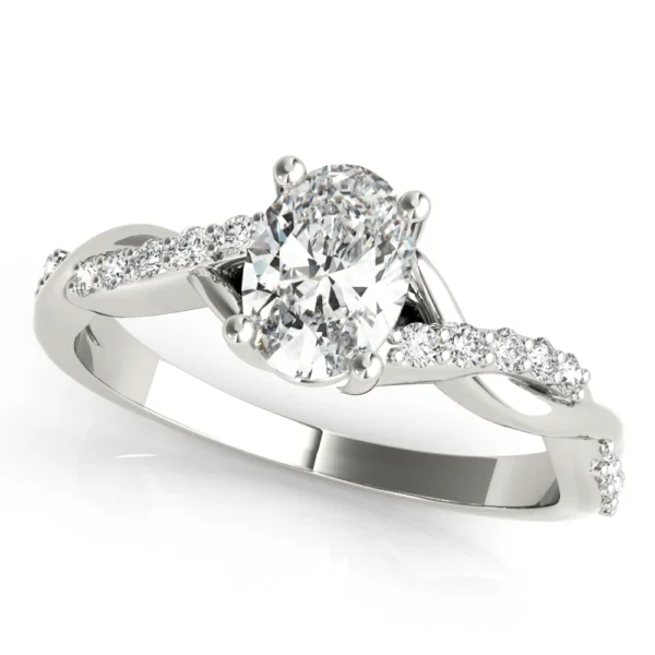 Oval Shape Twisted Shank Engagement Ring