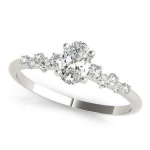 Scattered Diamond Oval Engagement Ring