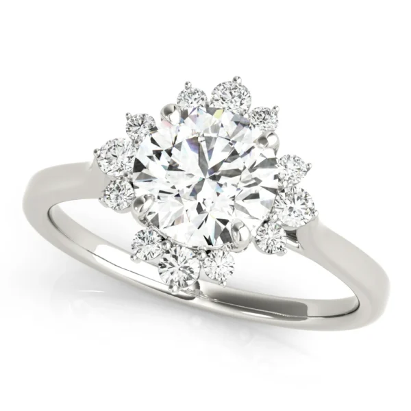 Round Scattered Halo Engagement Ring