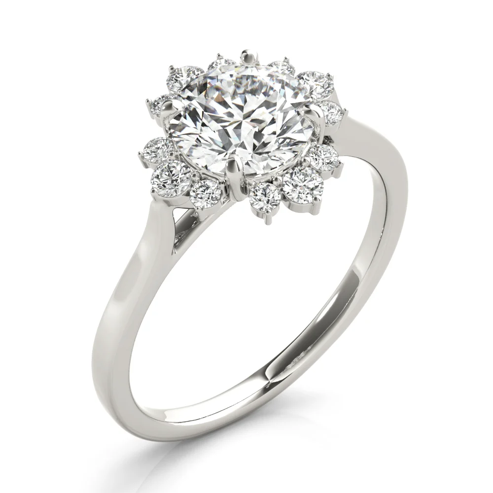 Round Scattered Halo Engagement Ring - Image 4