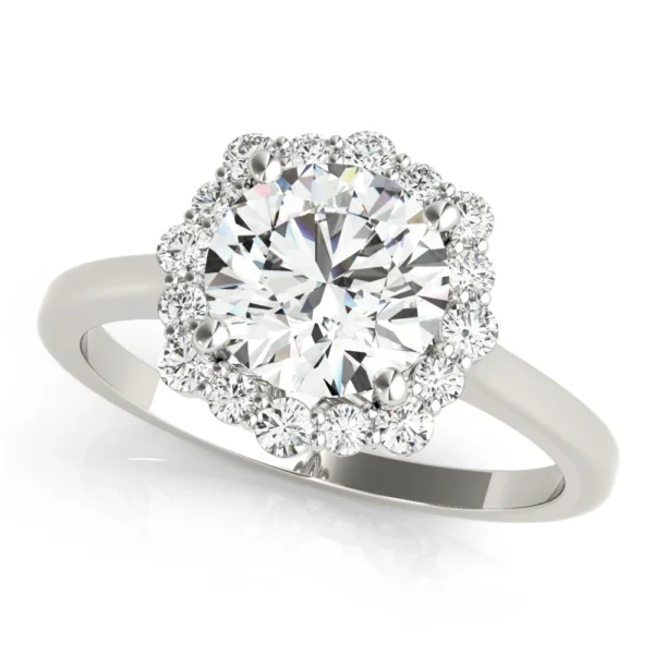 Solitaire Halo Prong Set Engagement Ring