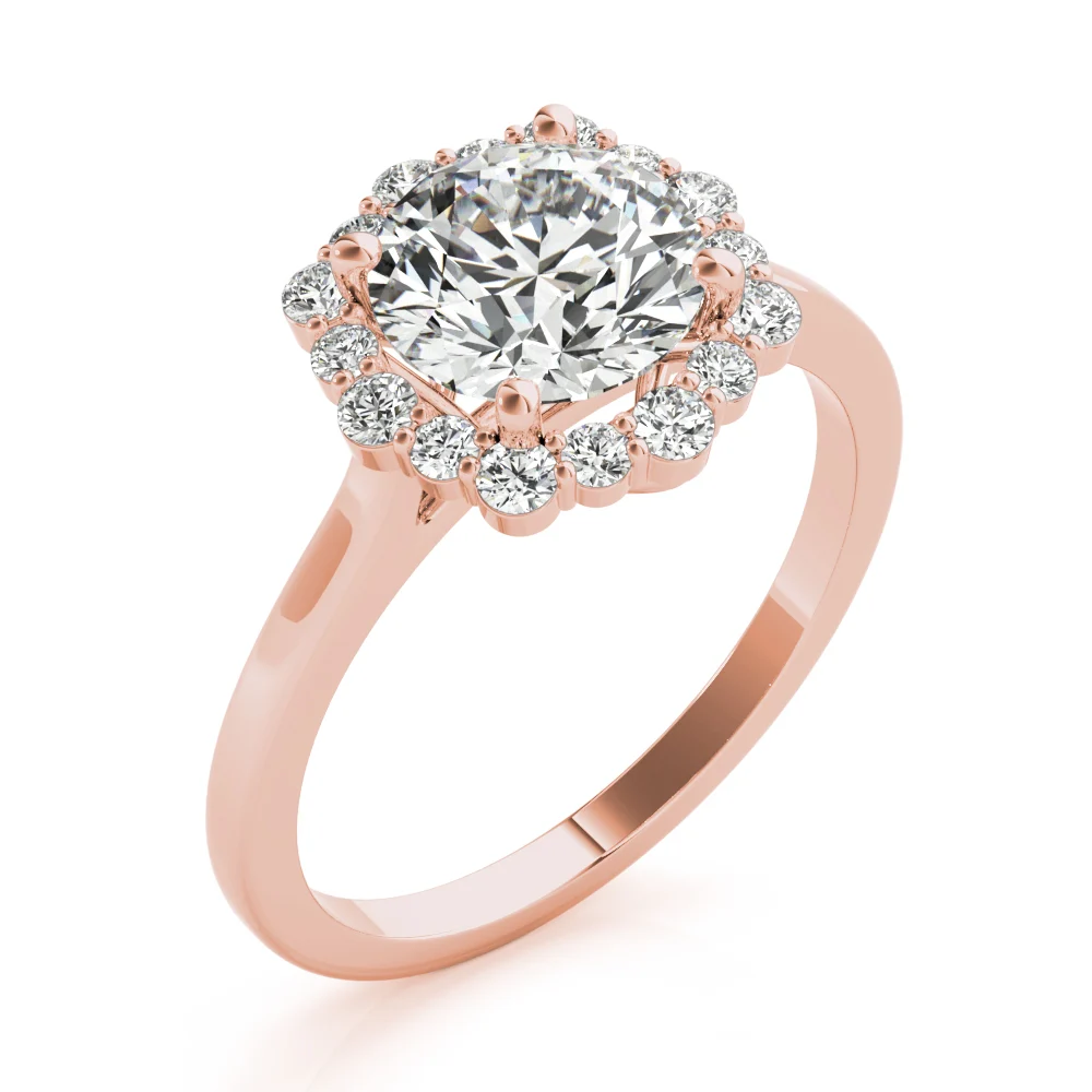 Solitaire Halo Prong Set Engagement Ring - Image 12