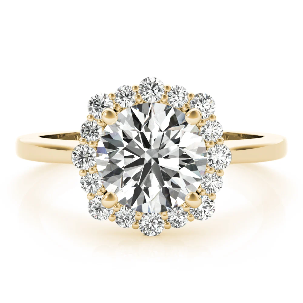 Solitaire Halo Prong Set Engagement Ring - Image 7