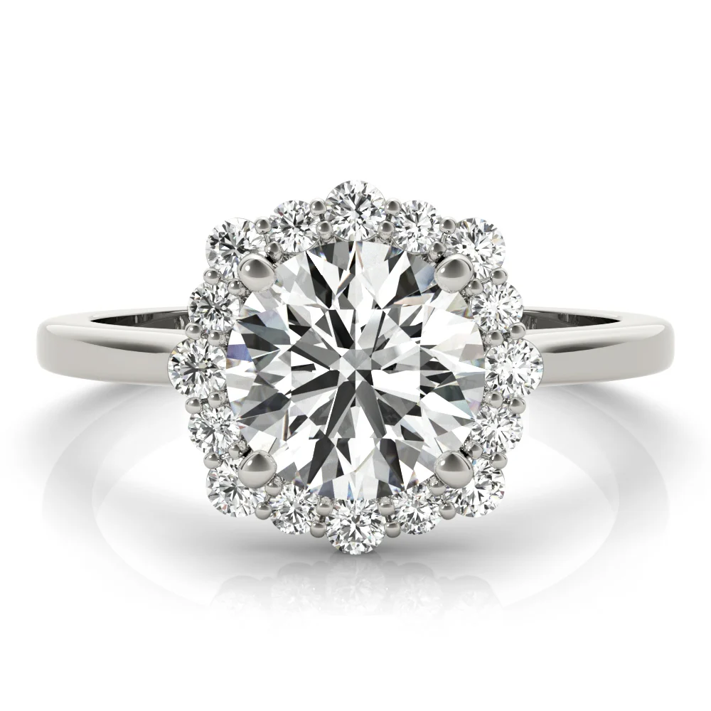 Solitaire Halo Prong Set Engagement Ring - Image 3