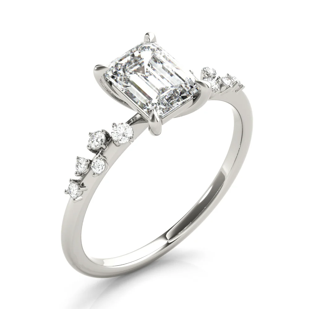 Emerald-Cut Scatter Engagement Ring - Image 4