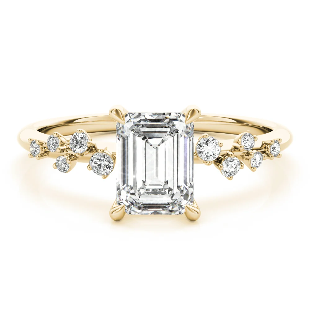 Emerald-Cut Scatter Engagement Ring - Image 7