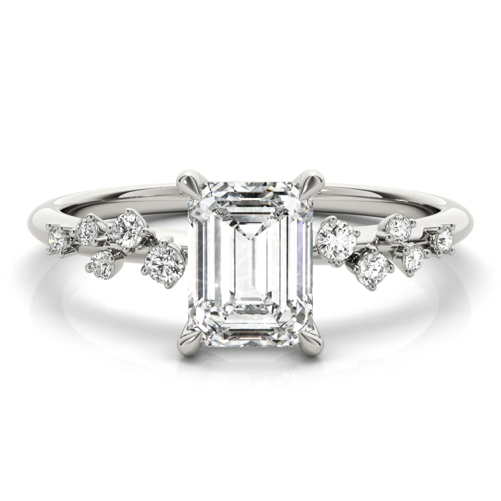 Emerald-Cut Scatter Engagement Ring - Image 3