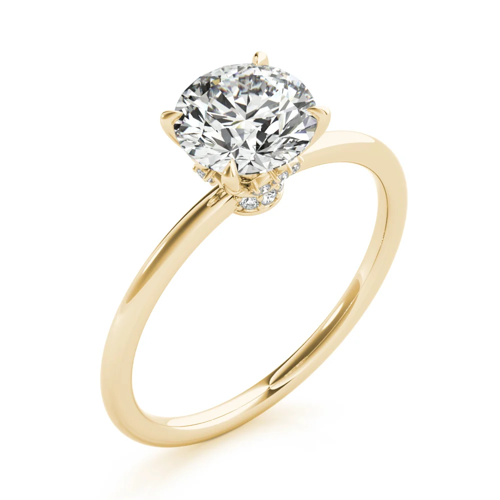 Solitaire Hidden Halo Engagement Ring - Image 8