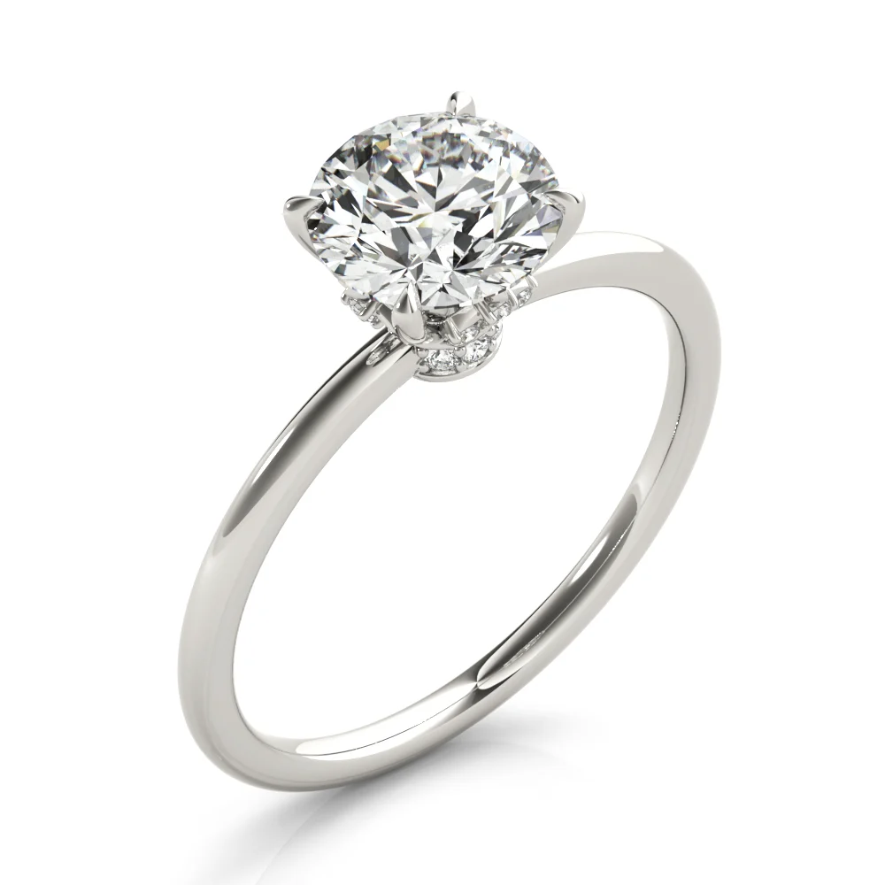 Solitaire Hidden Halo Engagement Ring - Image 4
