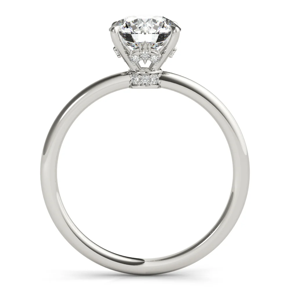 Solitaire Hidden Halo Engagement Ring - Image 2