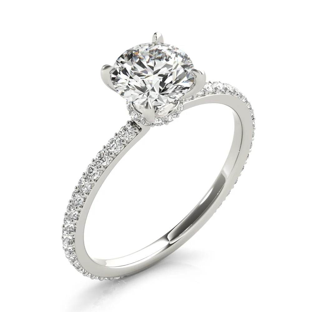 Round Hidden Halo Engagement Ring - Image 4