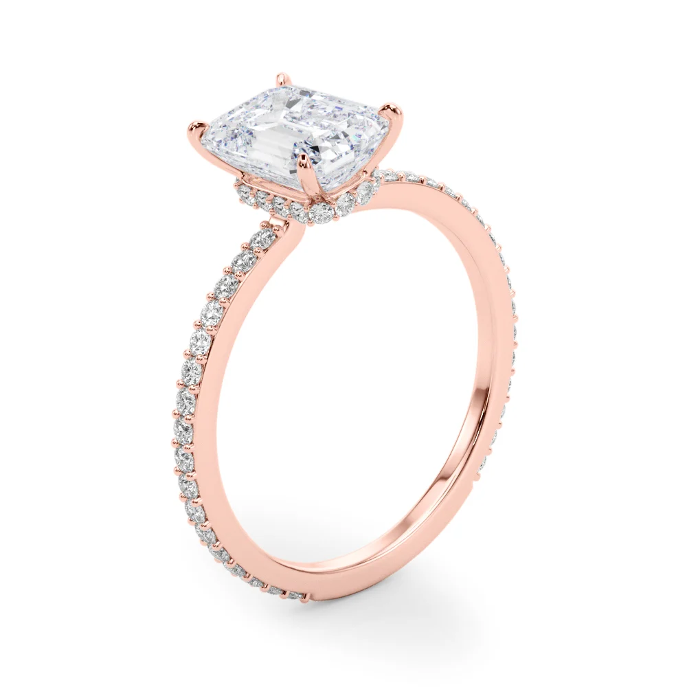 Emerald Cut Hidden Halo Engagement Ring - Image 14