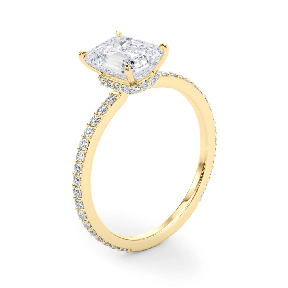 Emerald Cut Hidden Halo Engagement Ring - Image 9