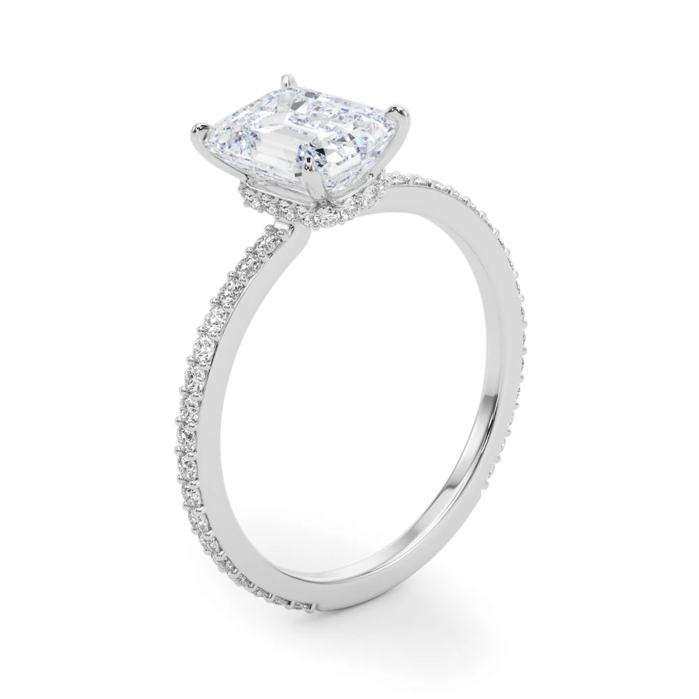 Emerald Cut Hidden Halo Engagement Ring - Image 4