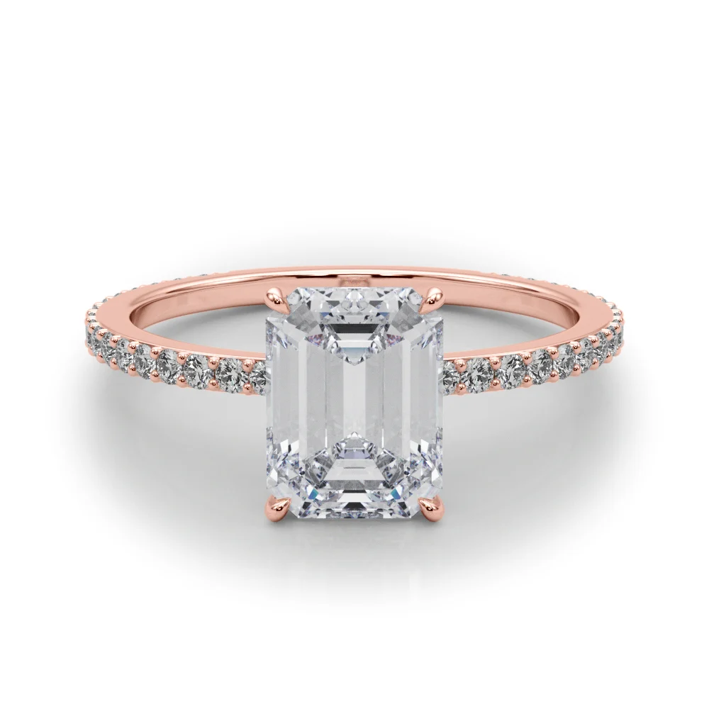 Emerald Cut Hidden Halo Engagement Ring - Image 13