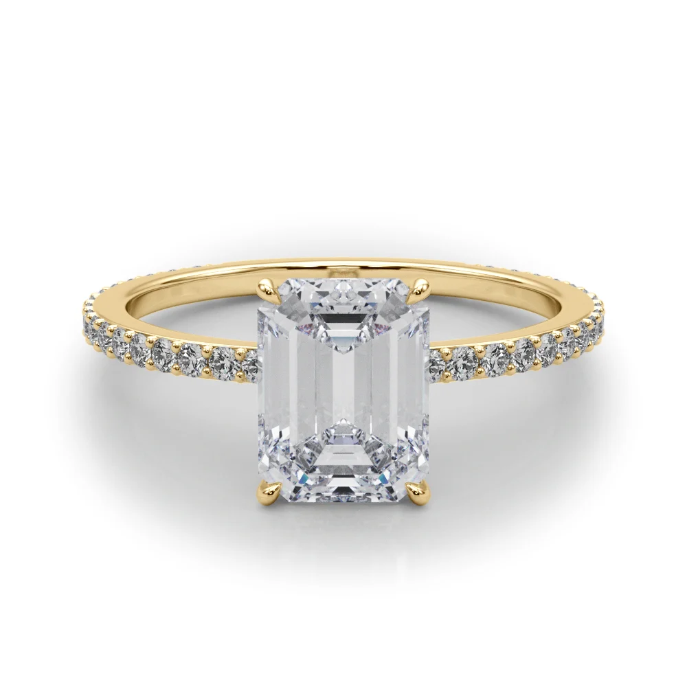 Emerald Cut Hidden Halo Engagement Ring - Image 8
