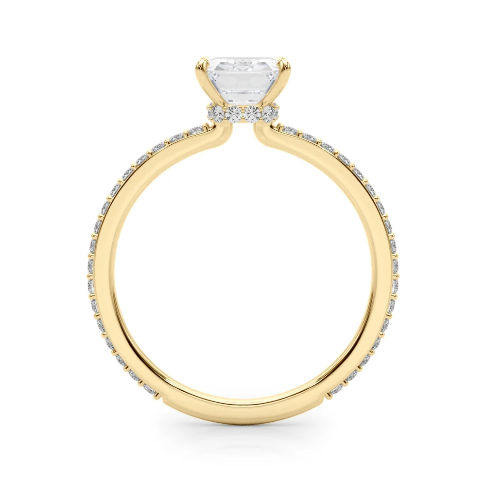 Emerald Cut Hidden Halo Engagement Ring - Image 7