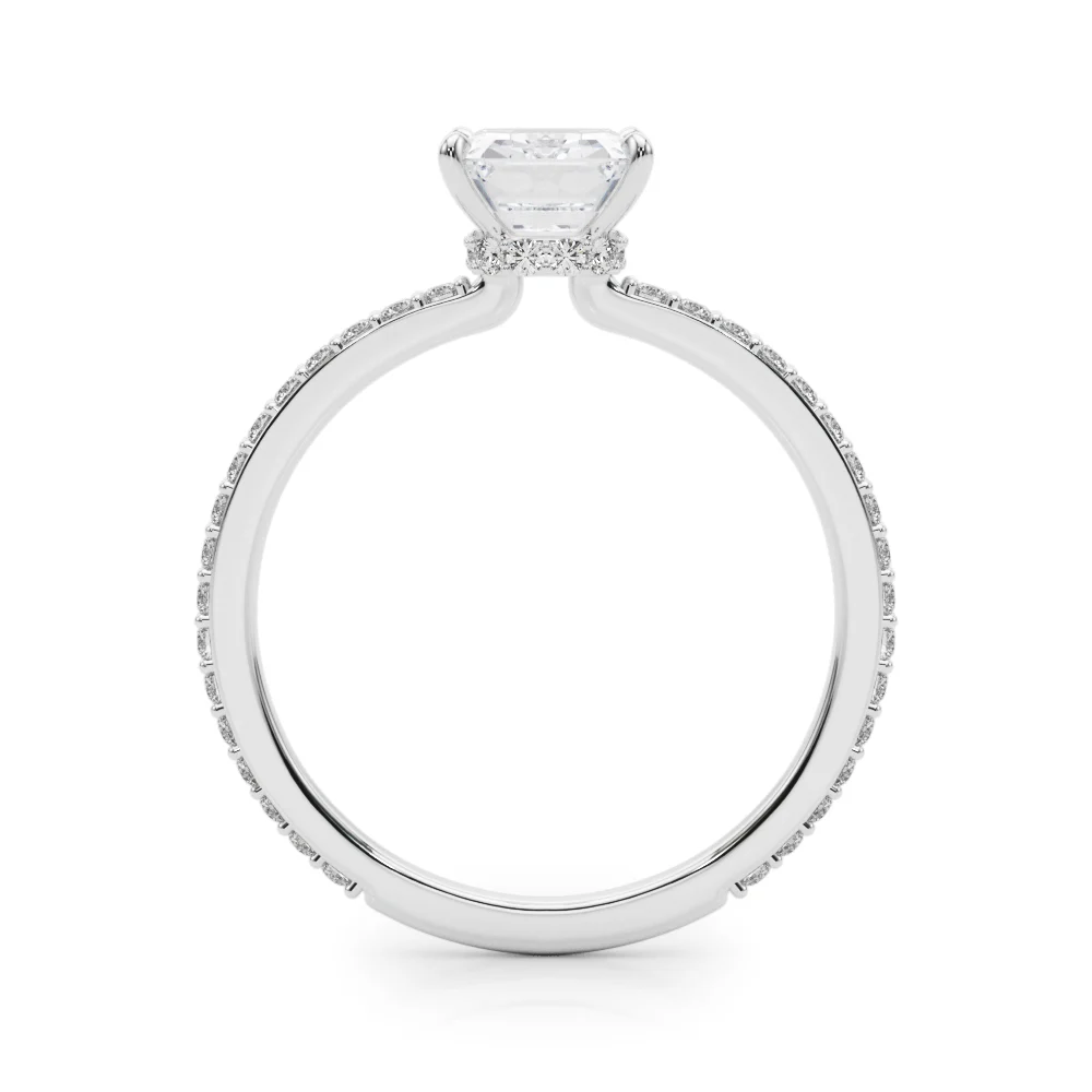 Emerald Cut Hidden Halo Engagement Ring - Image 2