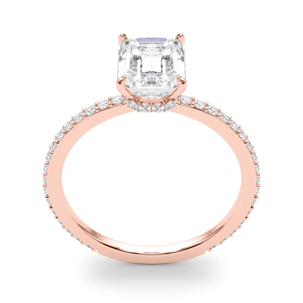 Emerald Cut Hidden Halo Engagement Ring - Image 15