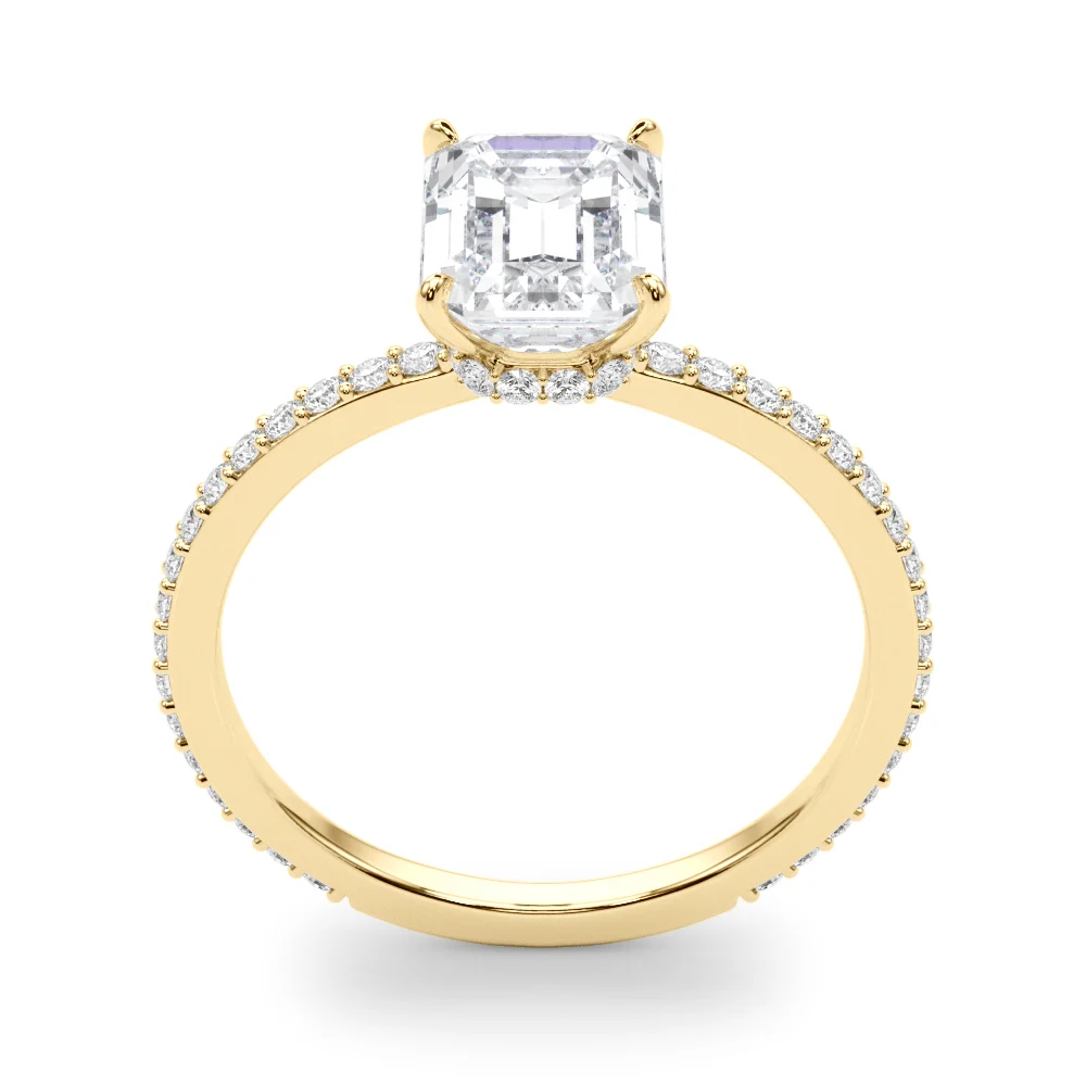Emerald Cut Hidden Halo Engagement Ring - Image 10