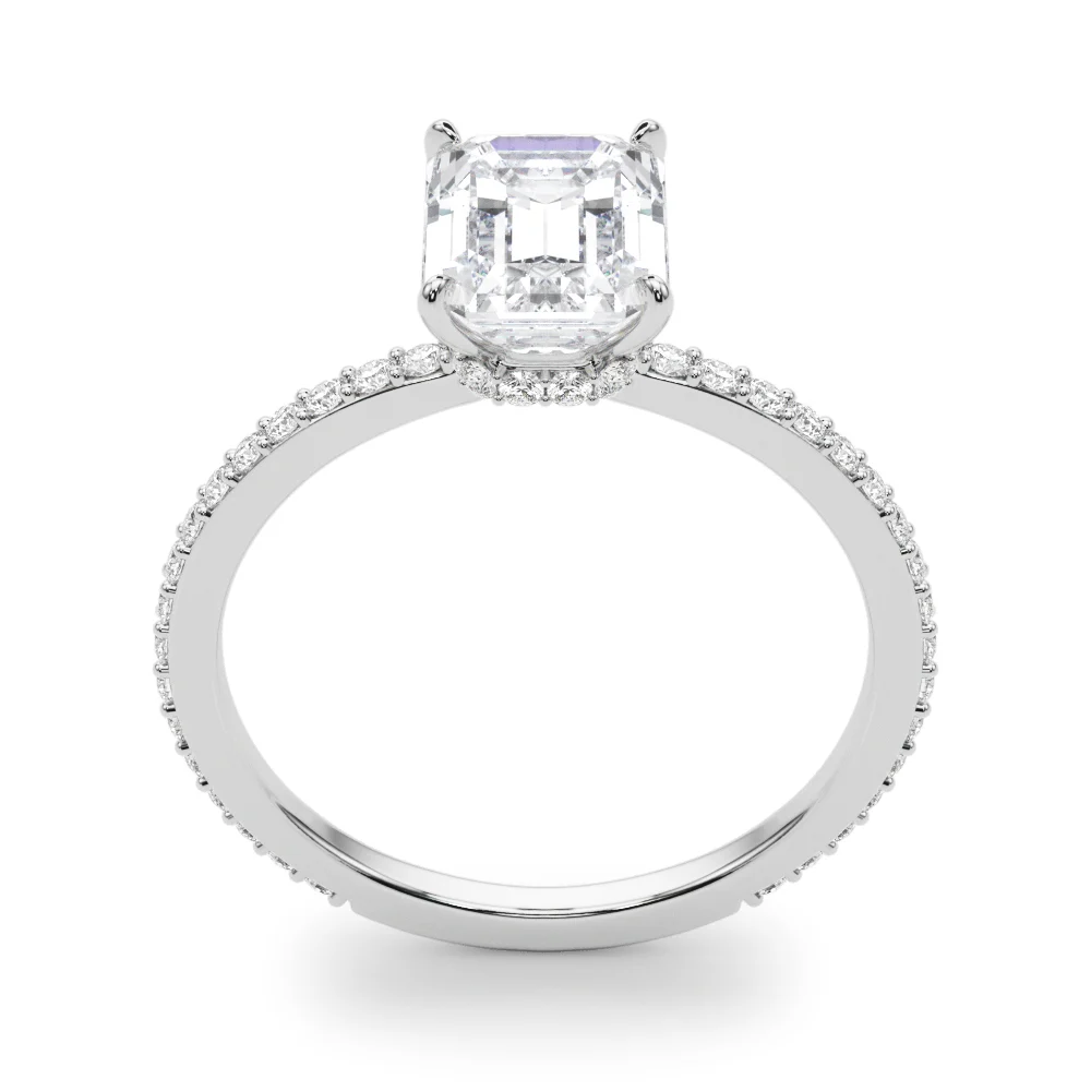 Emerald Cut Hidden Halo Engagement Ring - Image 5
