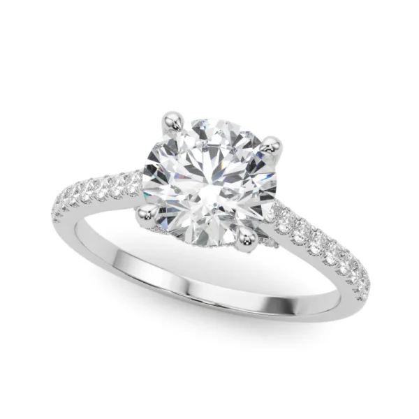 Single Row Prong Hidden Halo Engagement Ring