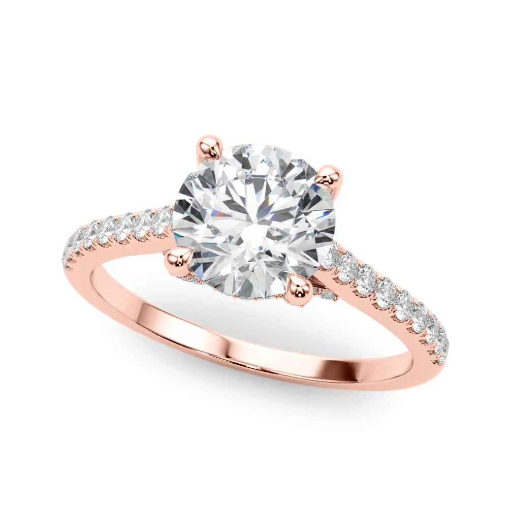 Single Row Prong Hidden Halo Engagement Ring - Image 11
