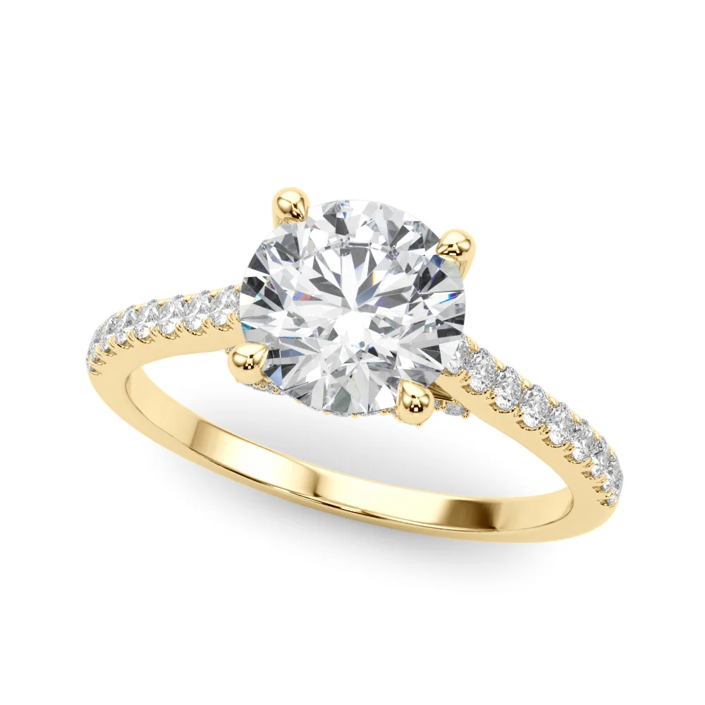 Single Row Prong Hidden Halo Engagement Ring - Image 6