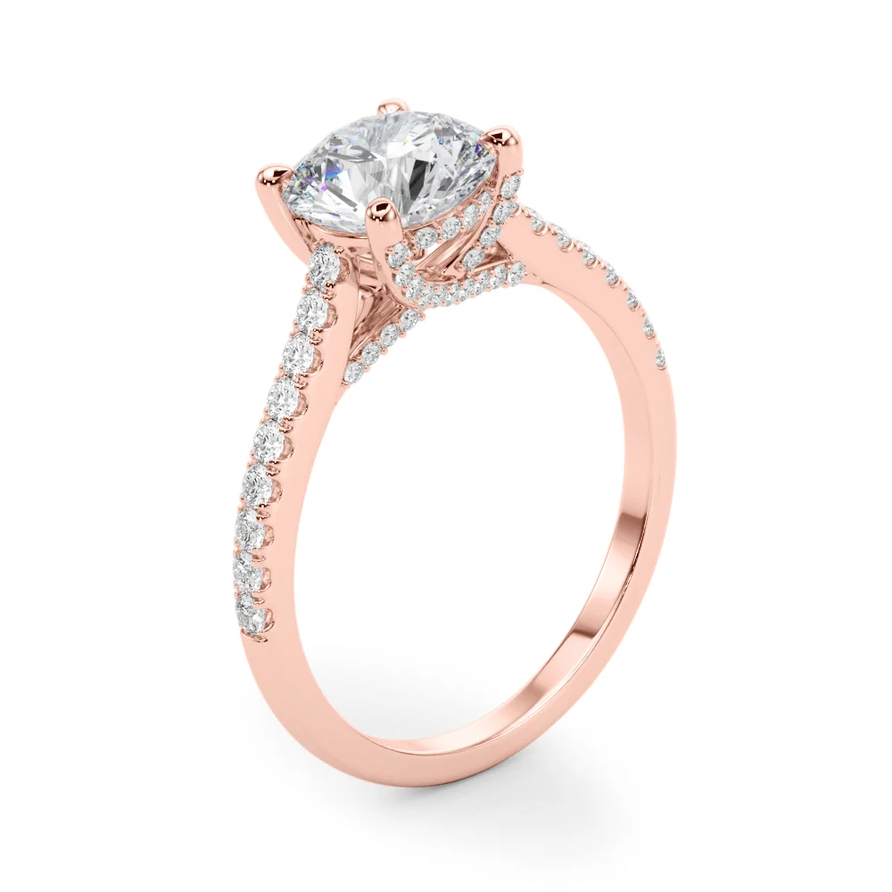 Single Row Prong Hidden Halo Engagement Ring - Image 14