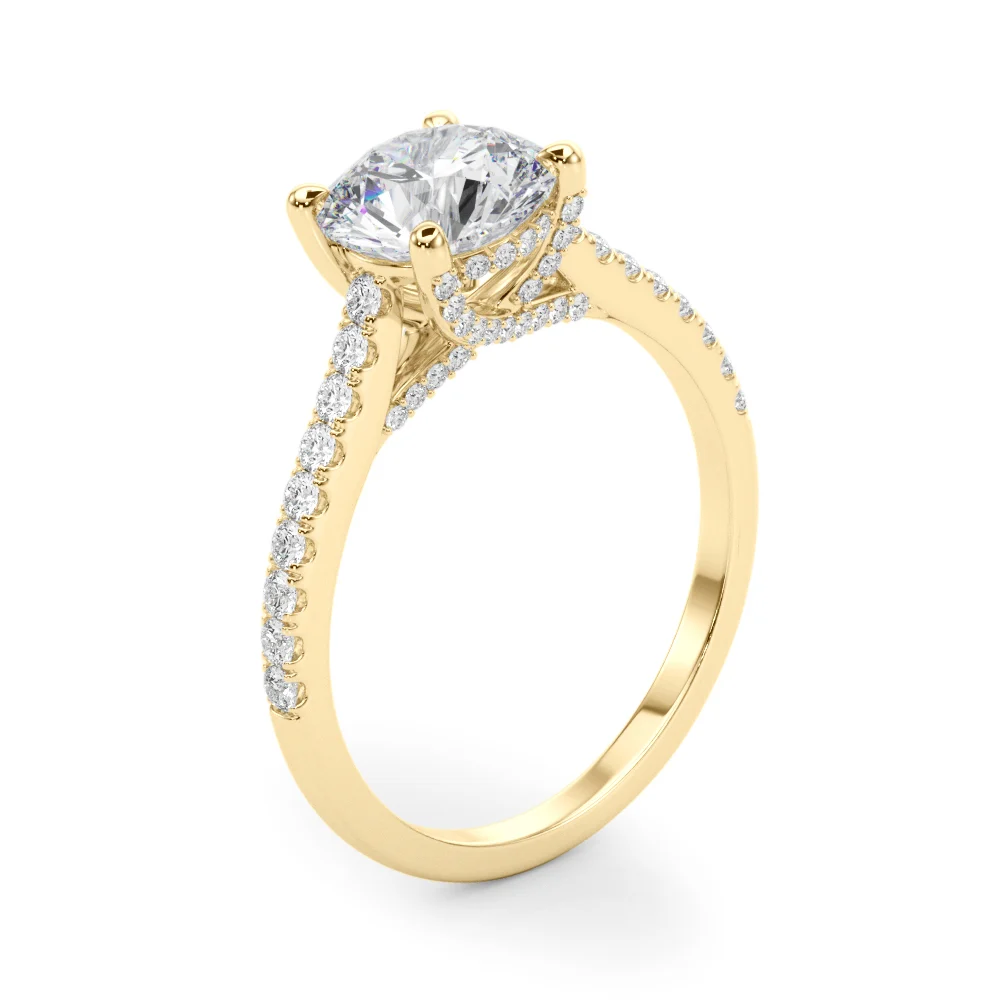 Single Row Prong Hidden Halo Engagement Ring - Image 9