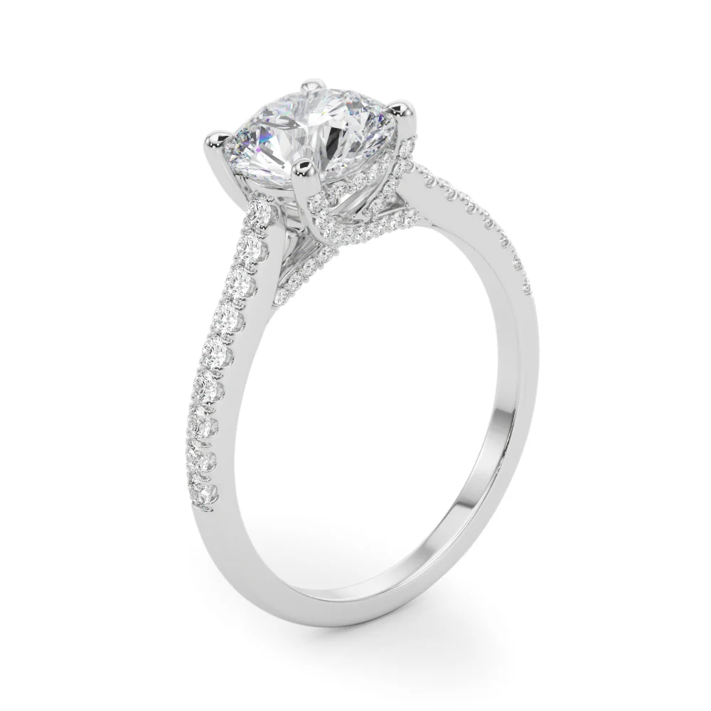 Single Row Prong Hidden Halo Engagement Ring - Image 4