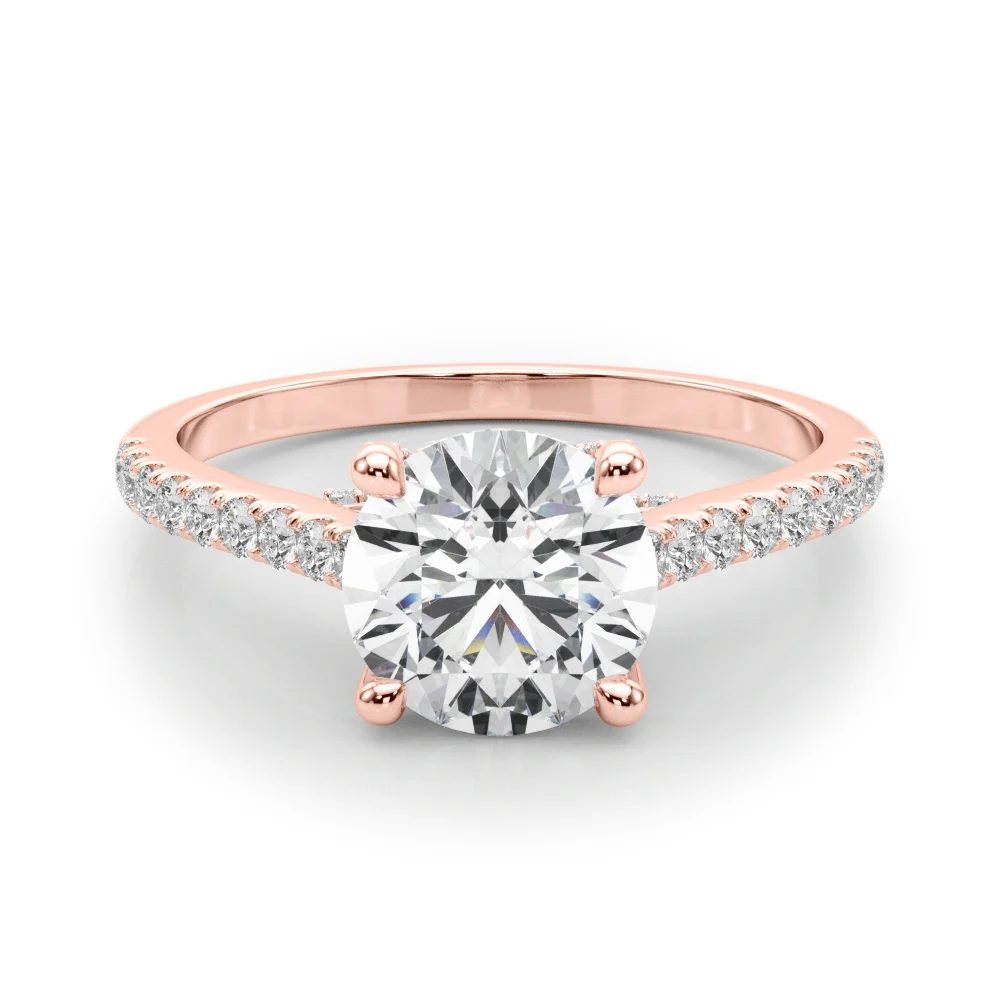Single Row Prong Hidden Halo Engagement Ring - Image 13