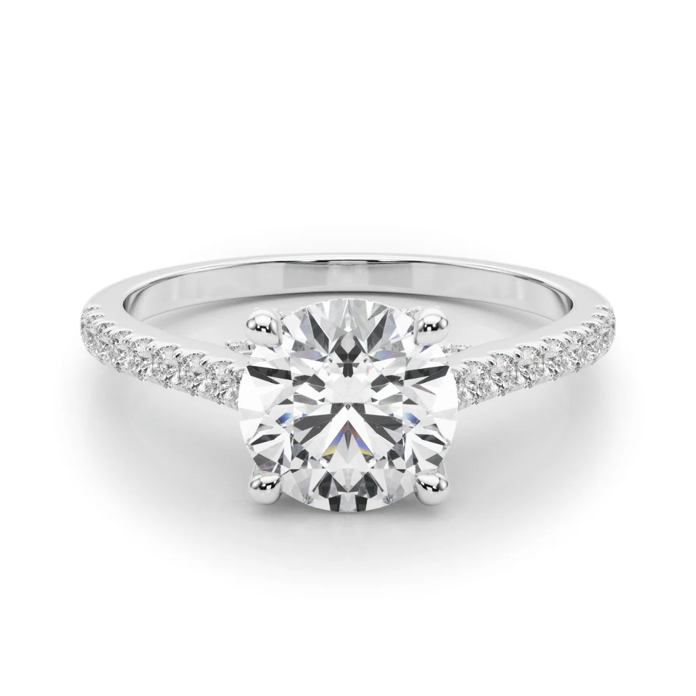 Single Row Prong Hidden Halo Engagement Ring - Image 3