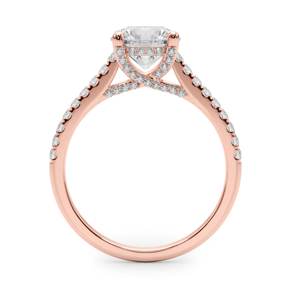 Single Row Prong Hidden Halo Engagement Ring - Image 12