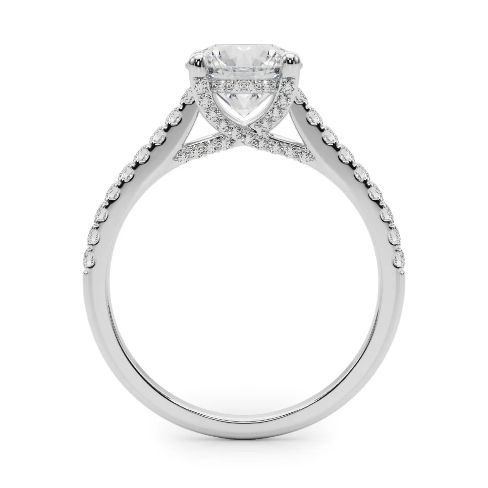 Single Row Prong Hidden Halo Engagement Ring - Image 2