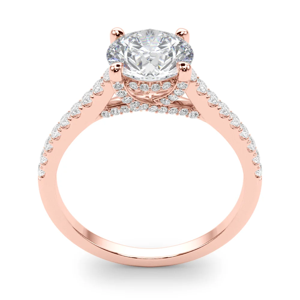 Single Row Prong Hidden Halo Engagement Ring - Image 15