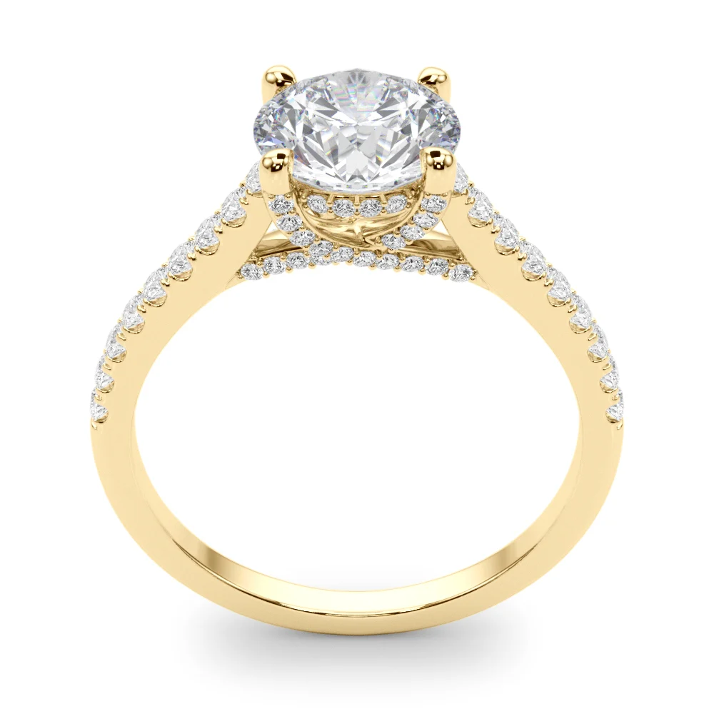 Single Row Prong Hidden Halo Engagement Ring - Image 10