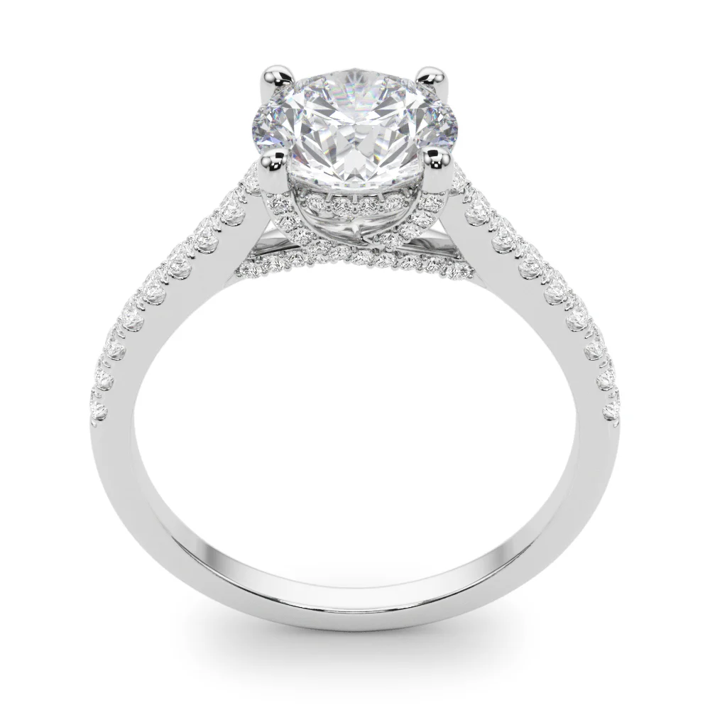 Single Row Prong Hidden Halo Engagement Ring - Image 5