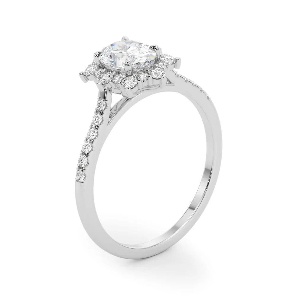 Vintage Inspired Oval Halo Engagement Ring - Image 4
