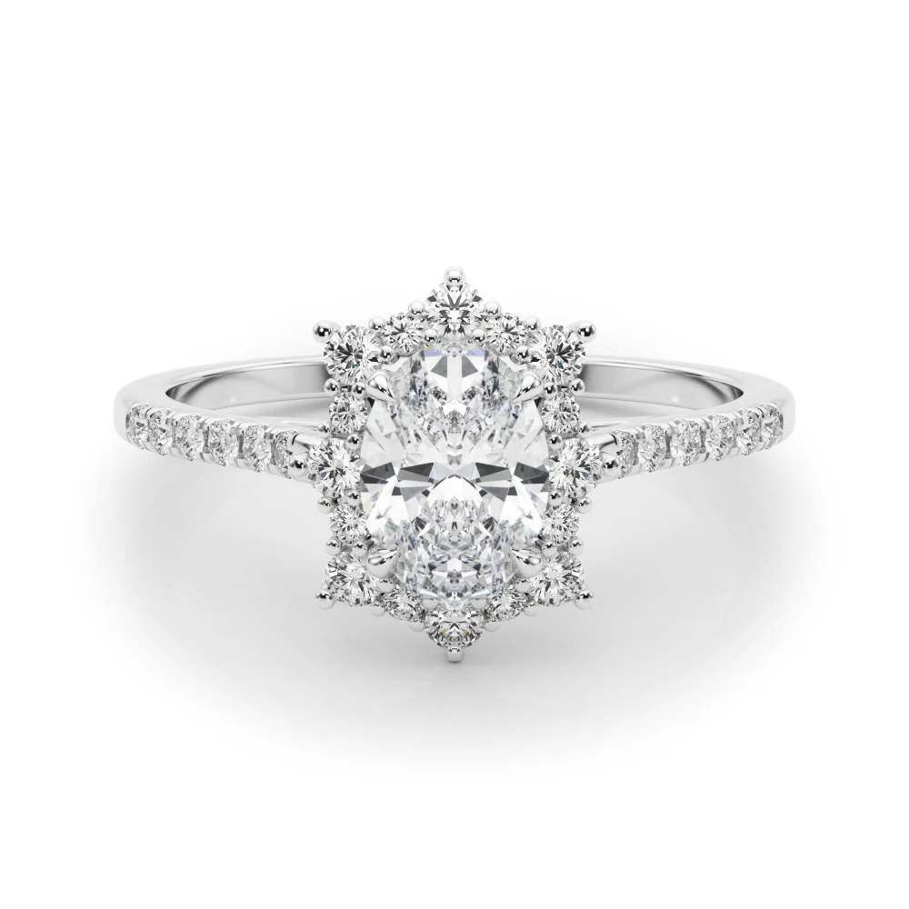Vintage Inspired Oval Halo Engagement Ring - Image 3